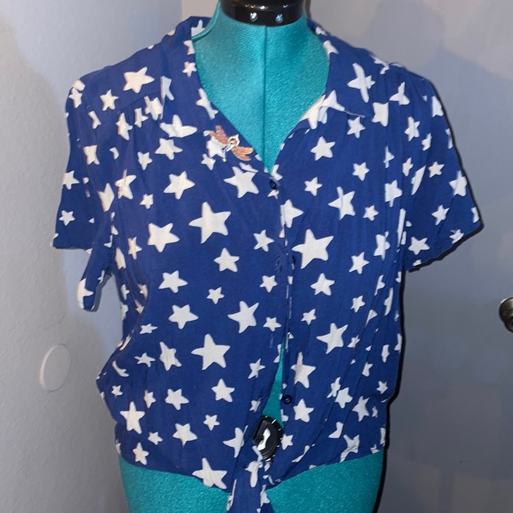 Hot Topic Coraline Crop Button Top Tie Top